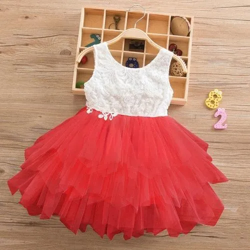 2-8T Summer Lace Girl Dress White Backless Girls