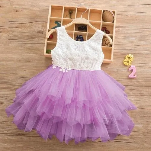 2-8T Summer Lace Girl Dress White Backless Girls