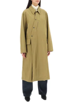 asymmetric buttoned trench coat