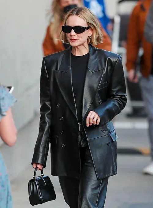 Black Leather Trench Coat Worn By Carey Mulligan