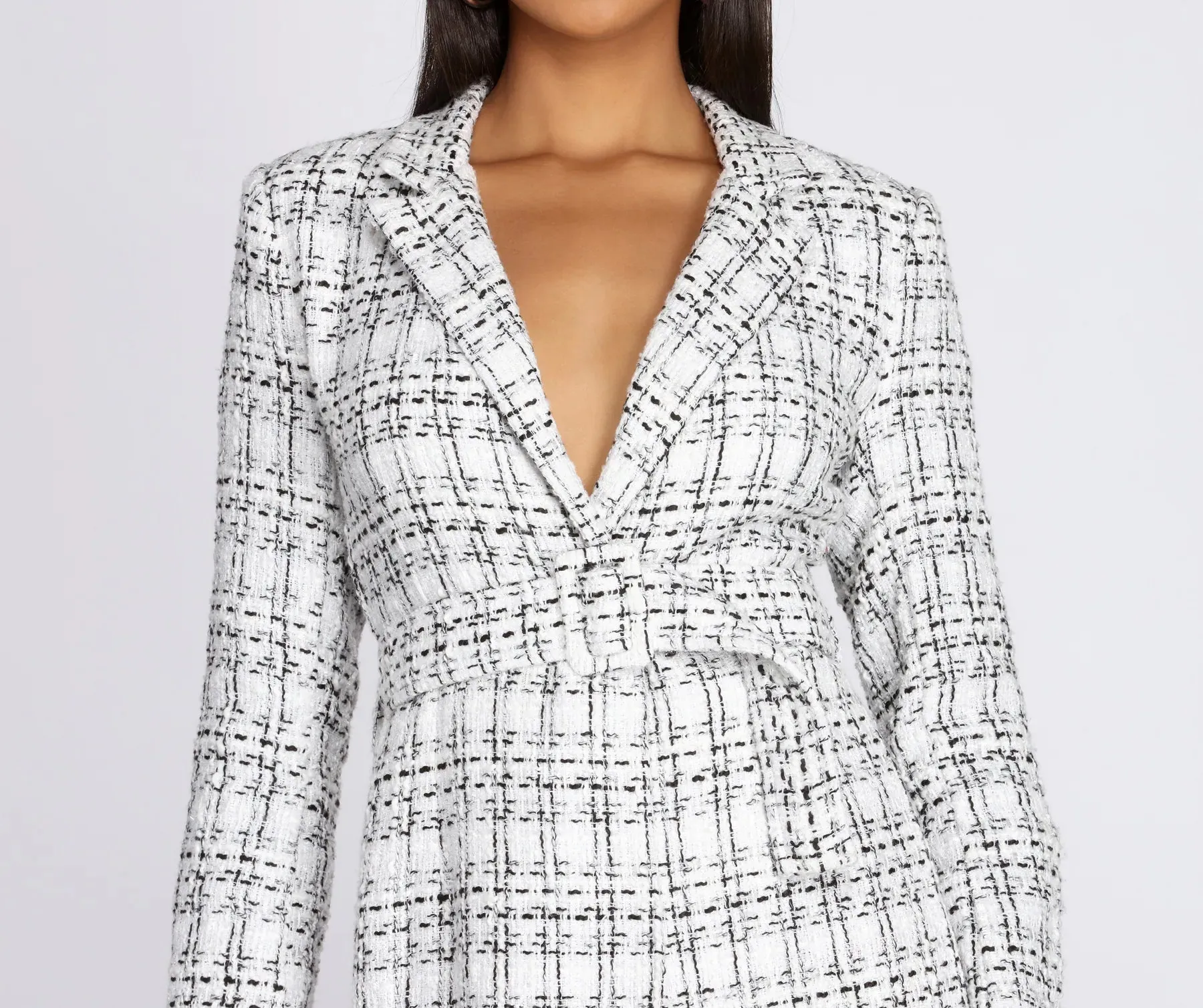 Boucle Belted Blazer Trench