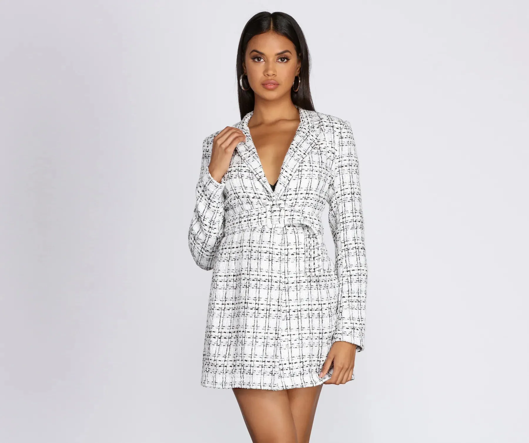 Boucle Belted Blazer Trench