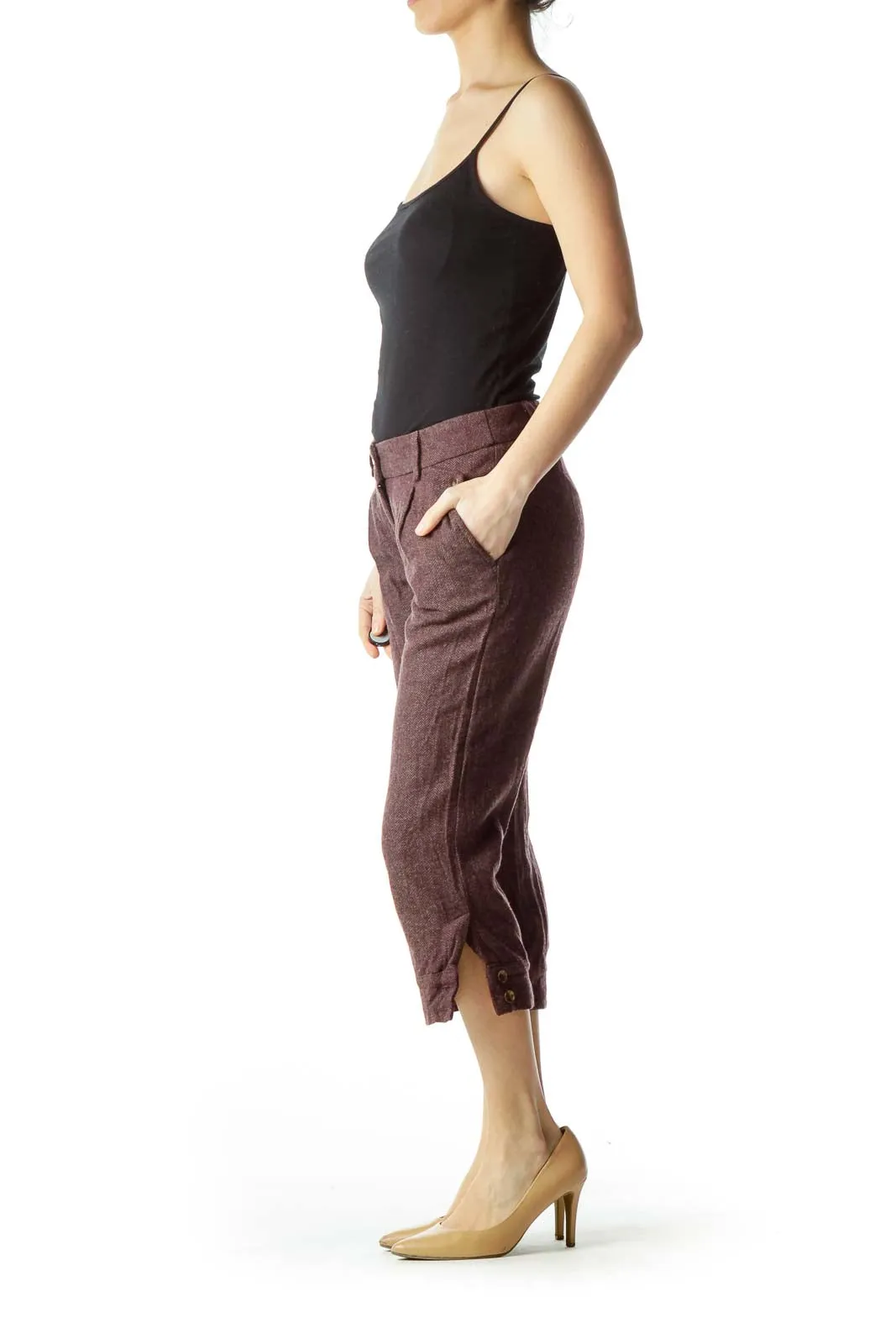 Burgundy Cropped Pants