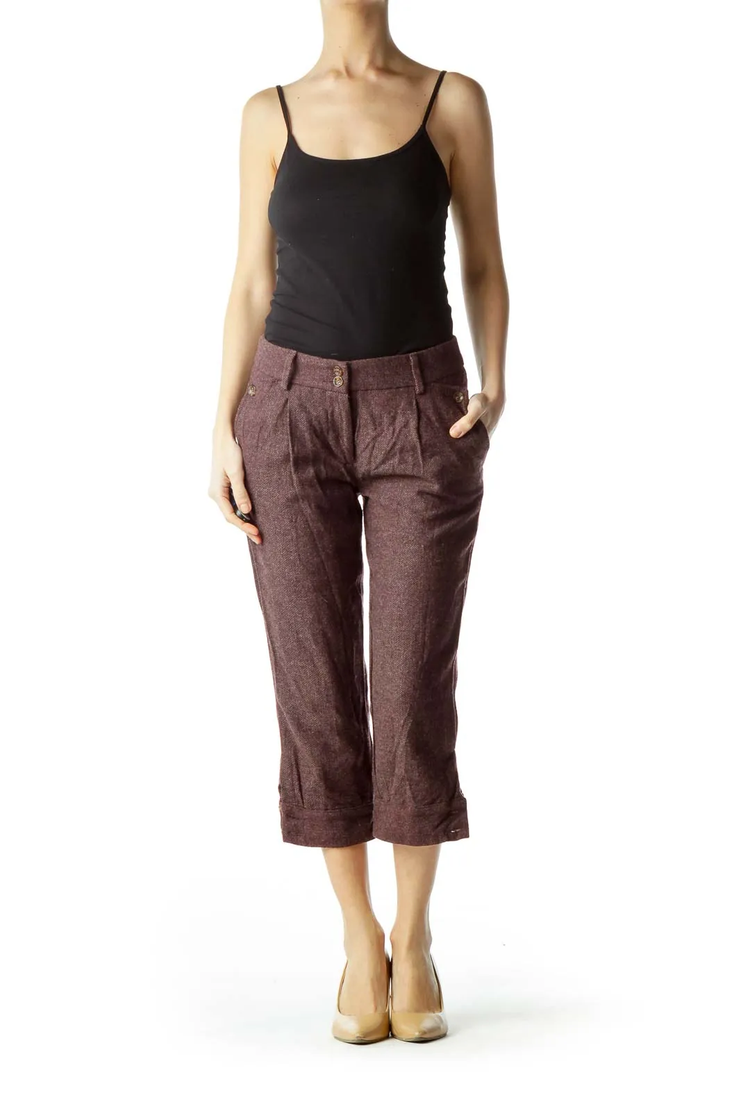 Burgundy Cropped Pants