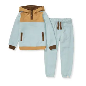 Color Blocked Hoodie & Pant Set - Rainfall