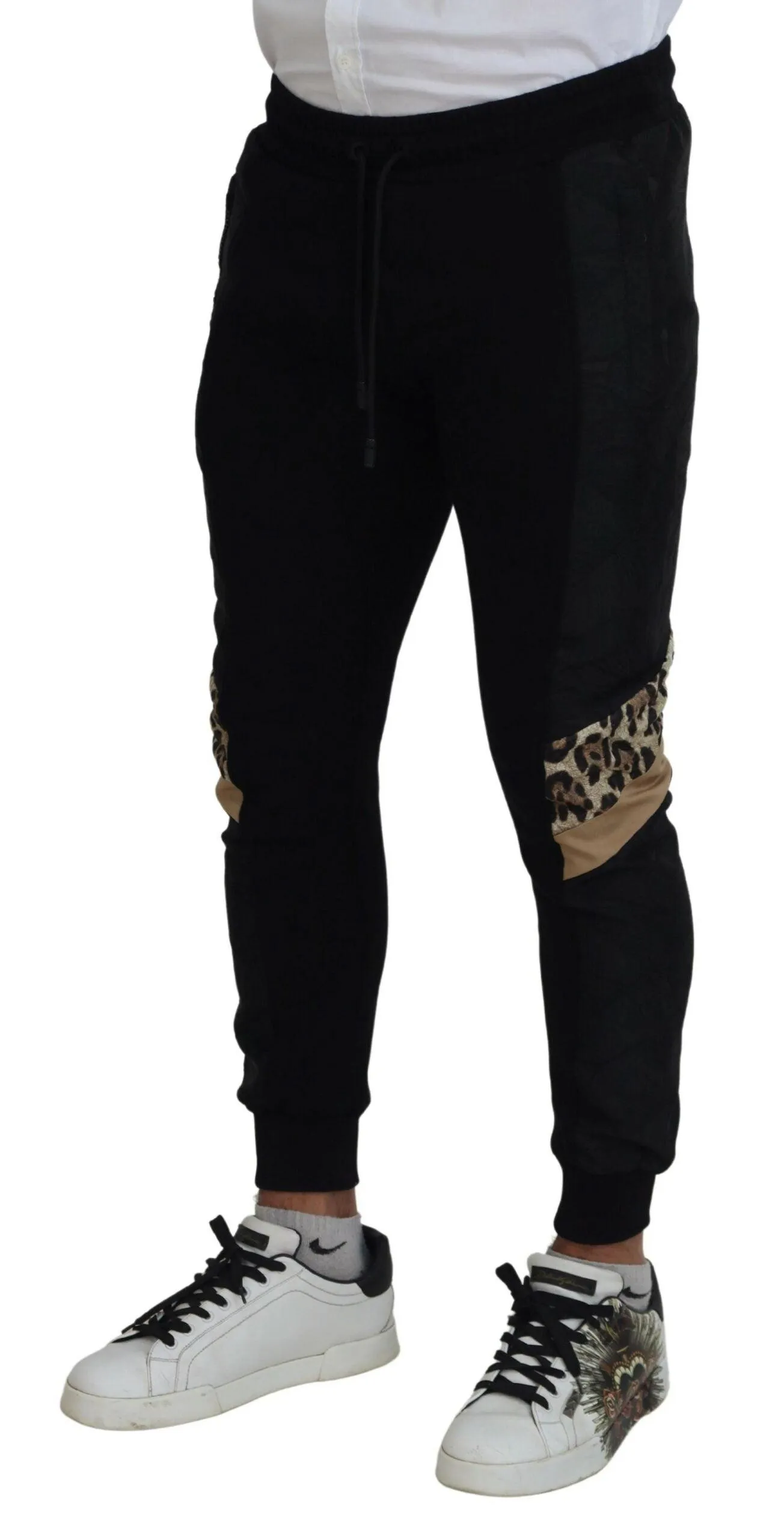 Dolce & Gabbana Black Polyester Skinny Jogger Men Pants