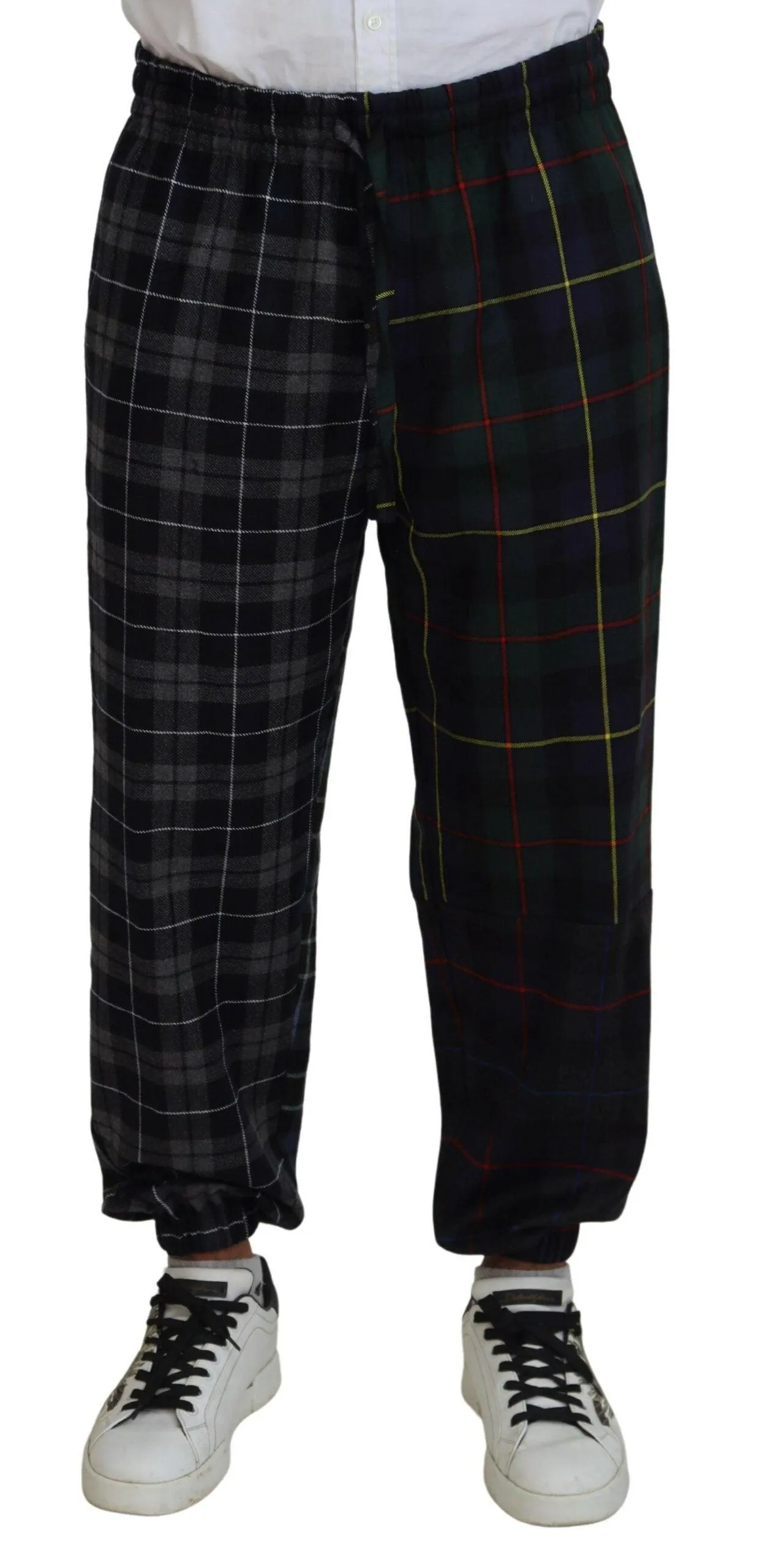 Dolce & Gabbana Multicolor Checkered Wool Men Jogger Pants