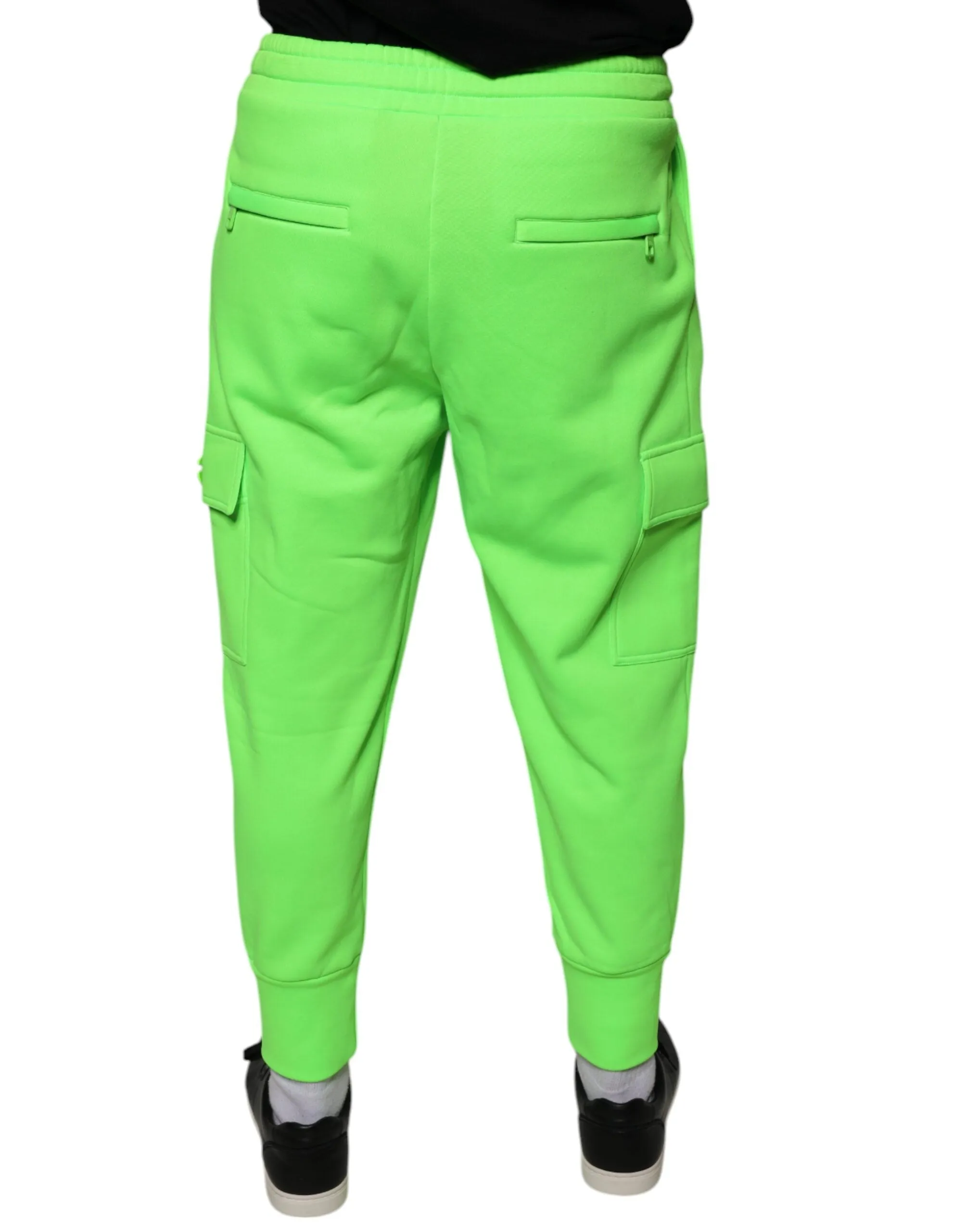 Dolce & Gabbana Neon Green Polyester Cargo Jogger Sweatpants Pants