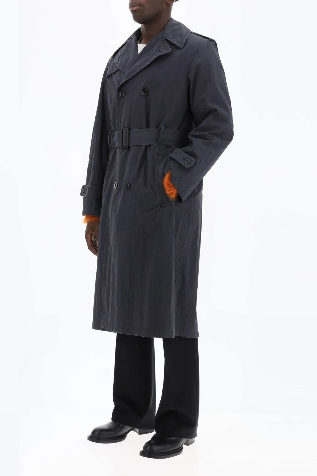 double-breasted trench coat in cotton