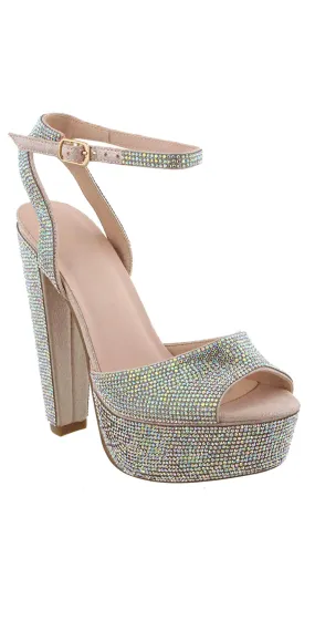 Duncan High Heel Rhinestone Peep Toe Sandal