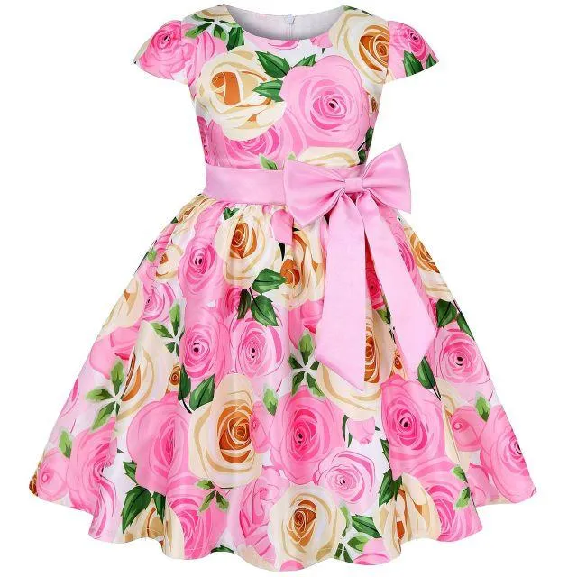 Flower Elegant Causal Princess Party Dresses for Baby Girl