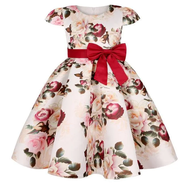 Flower Elegant Causal Princess Party Dresses for Baby Girl