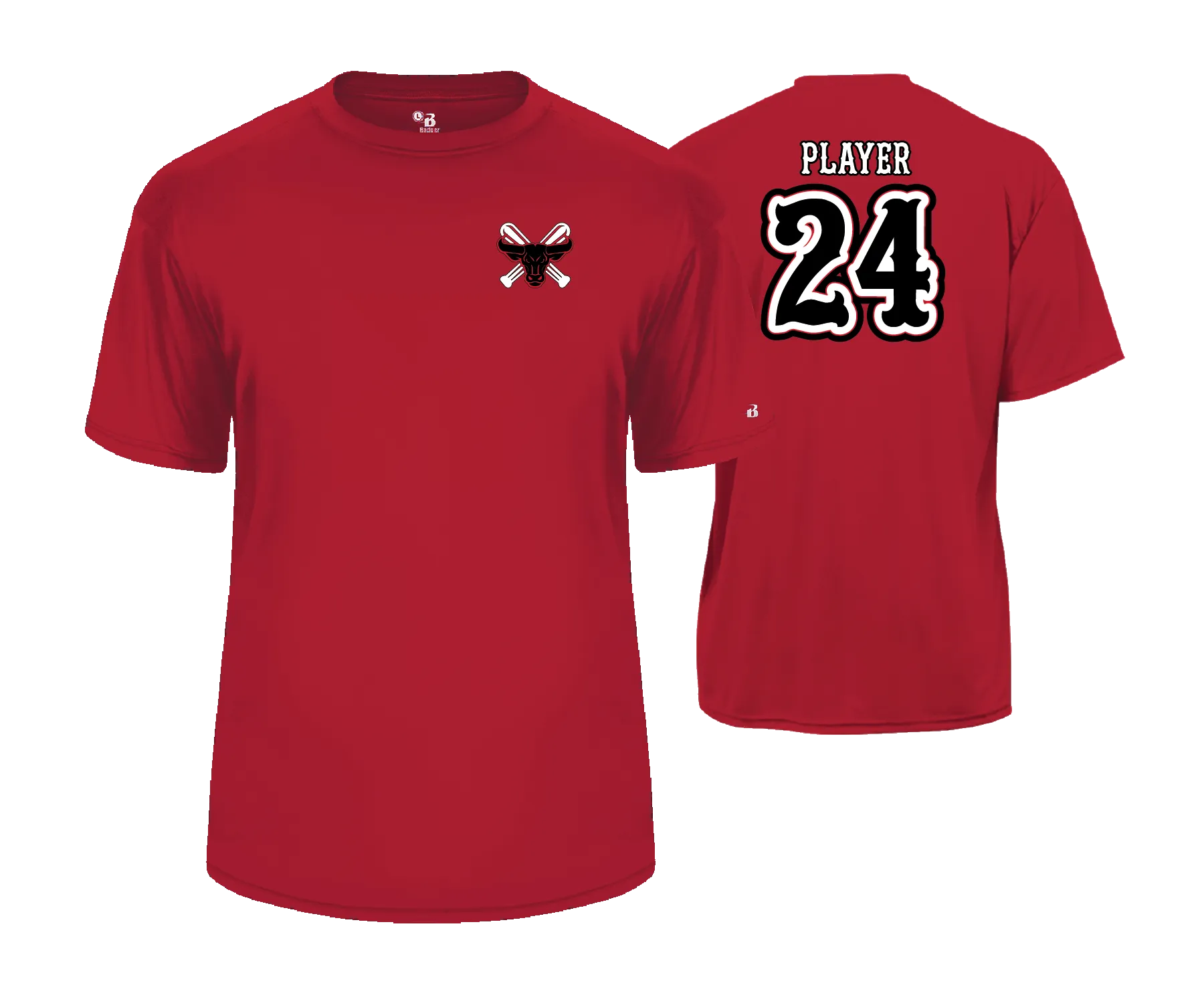 Frederick Bulls Performance Tees- RED