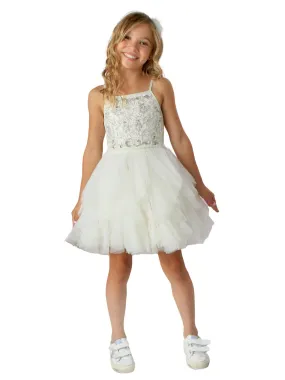 Girls White Shimmy Party Tutu Dress, Sizes 12M-14