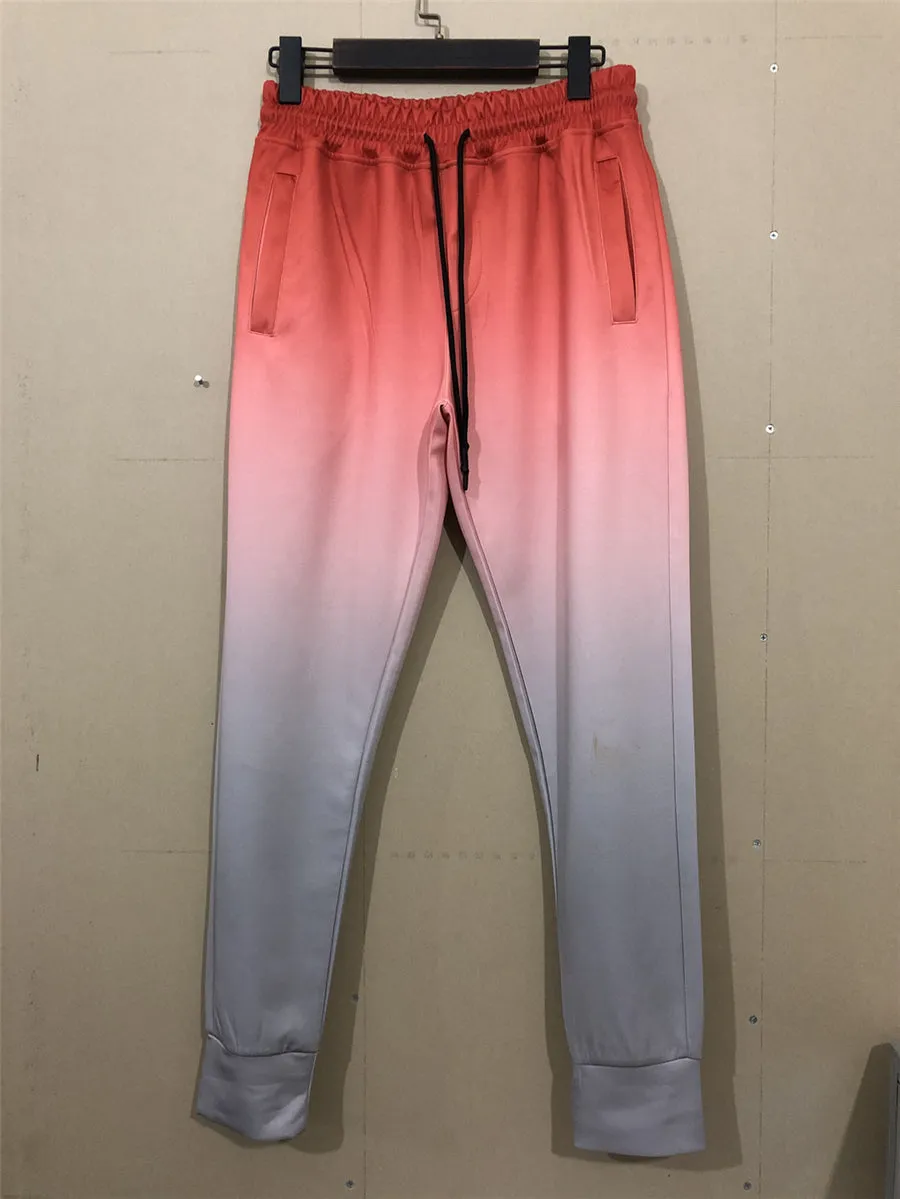 Gradient Color Men Drawstring Tapered Jogger Pants