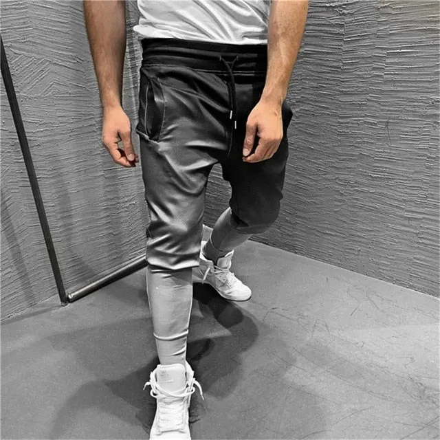 Gradient Color Men Drawstring Tapered Jogger Pants