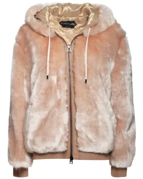 Honey Nude Faux Fur Zip Hoodie