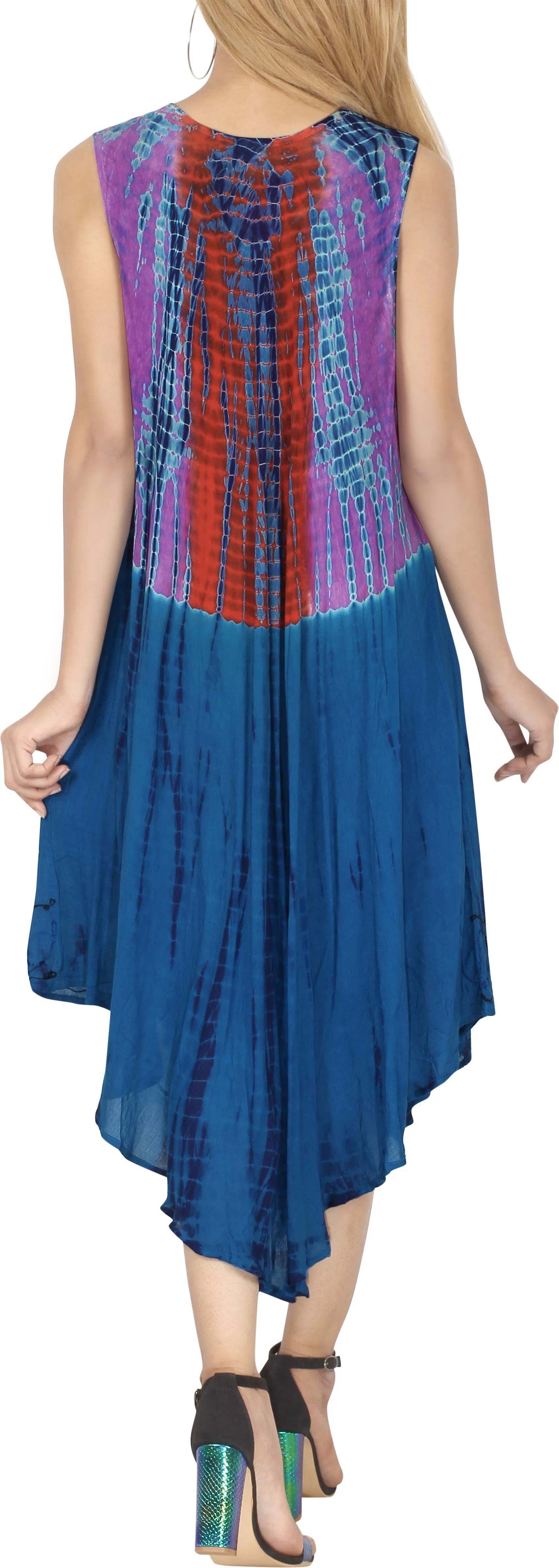 LA LEELA Plus Size Dress for Women Party Beachwear Blue_Y478 OSFM 14-20W [L- 2X]