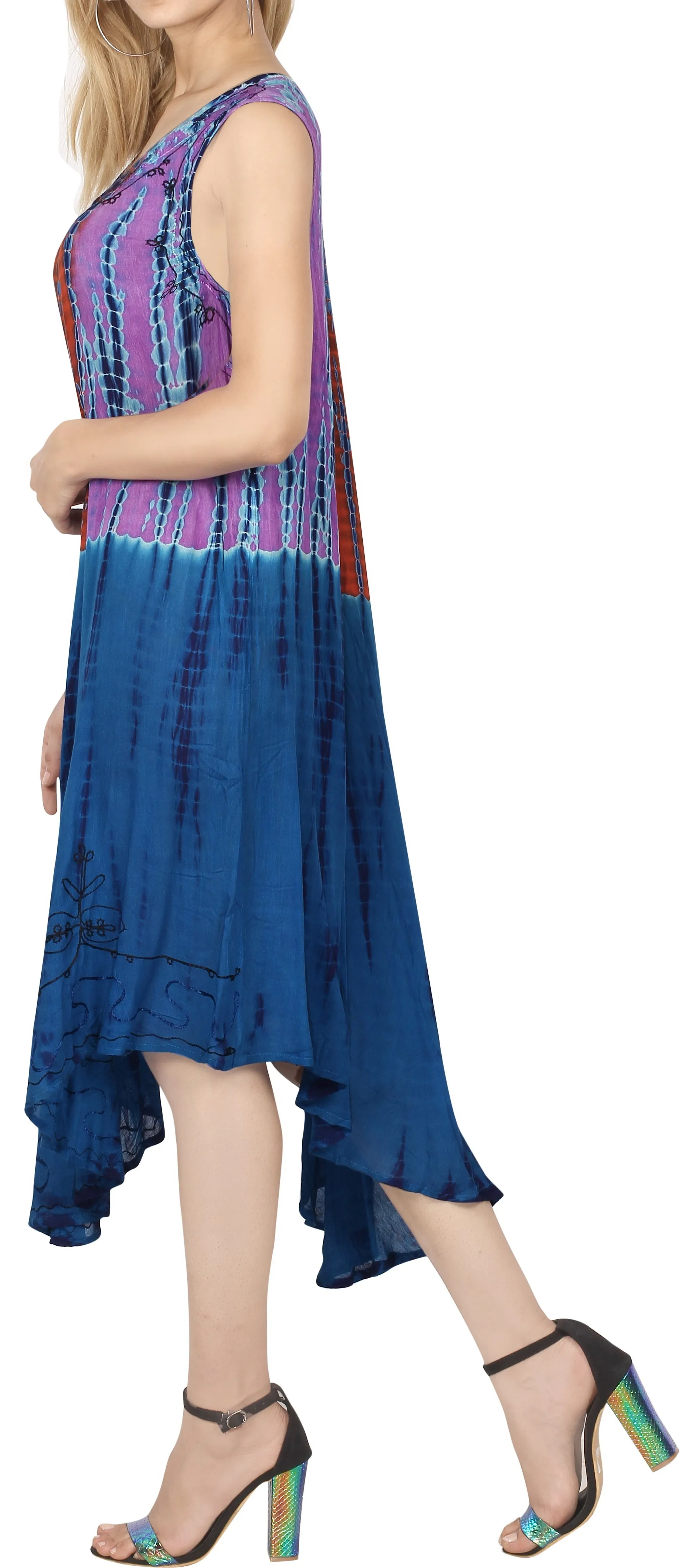 LA LEELA Plus Size Dress for Women Party Beachwear Blue_Y478 OSFM 14-20W [L- 2X]