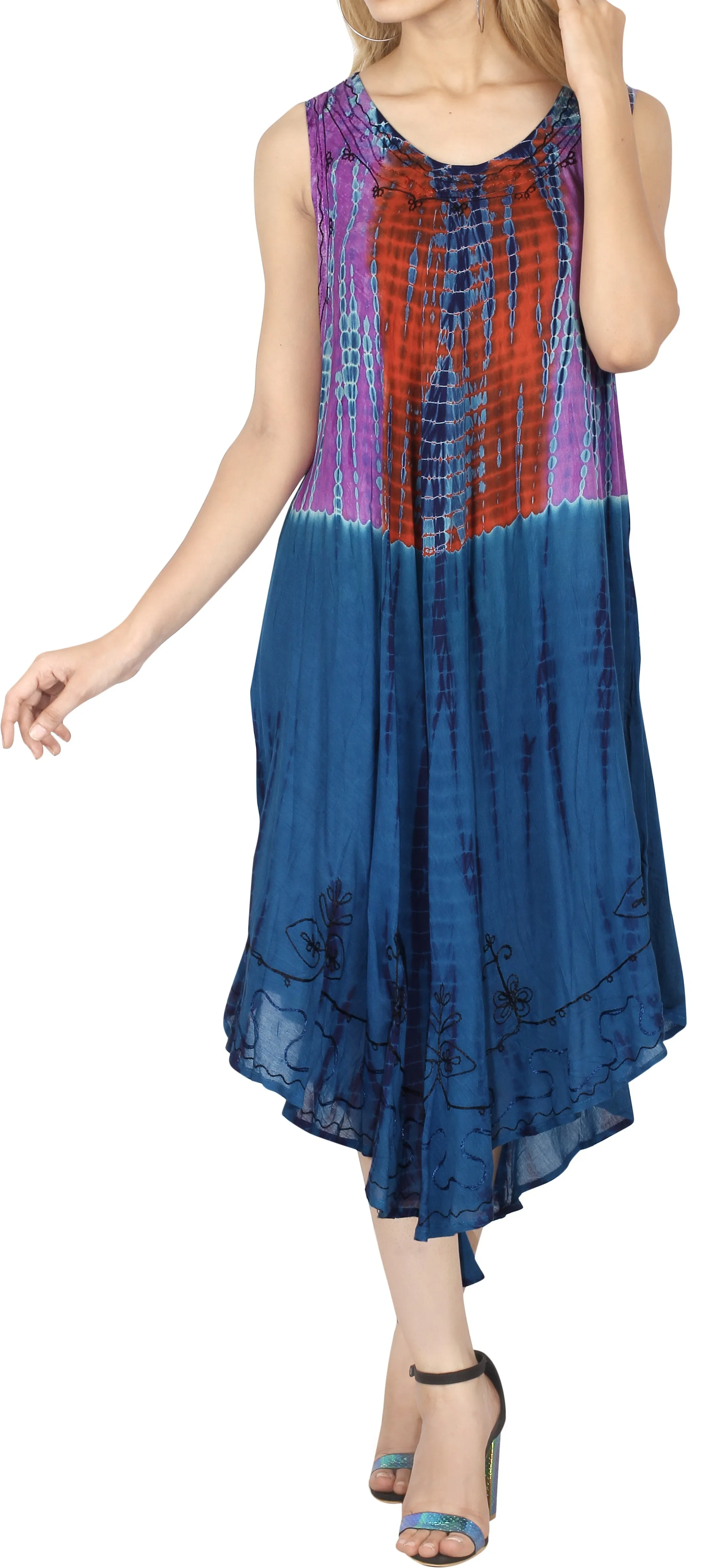 LA LEELA Plus Size Dress for Women Party Beachwear Blue_Y478 OSFM 14-20W [L- 2X]