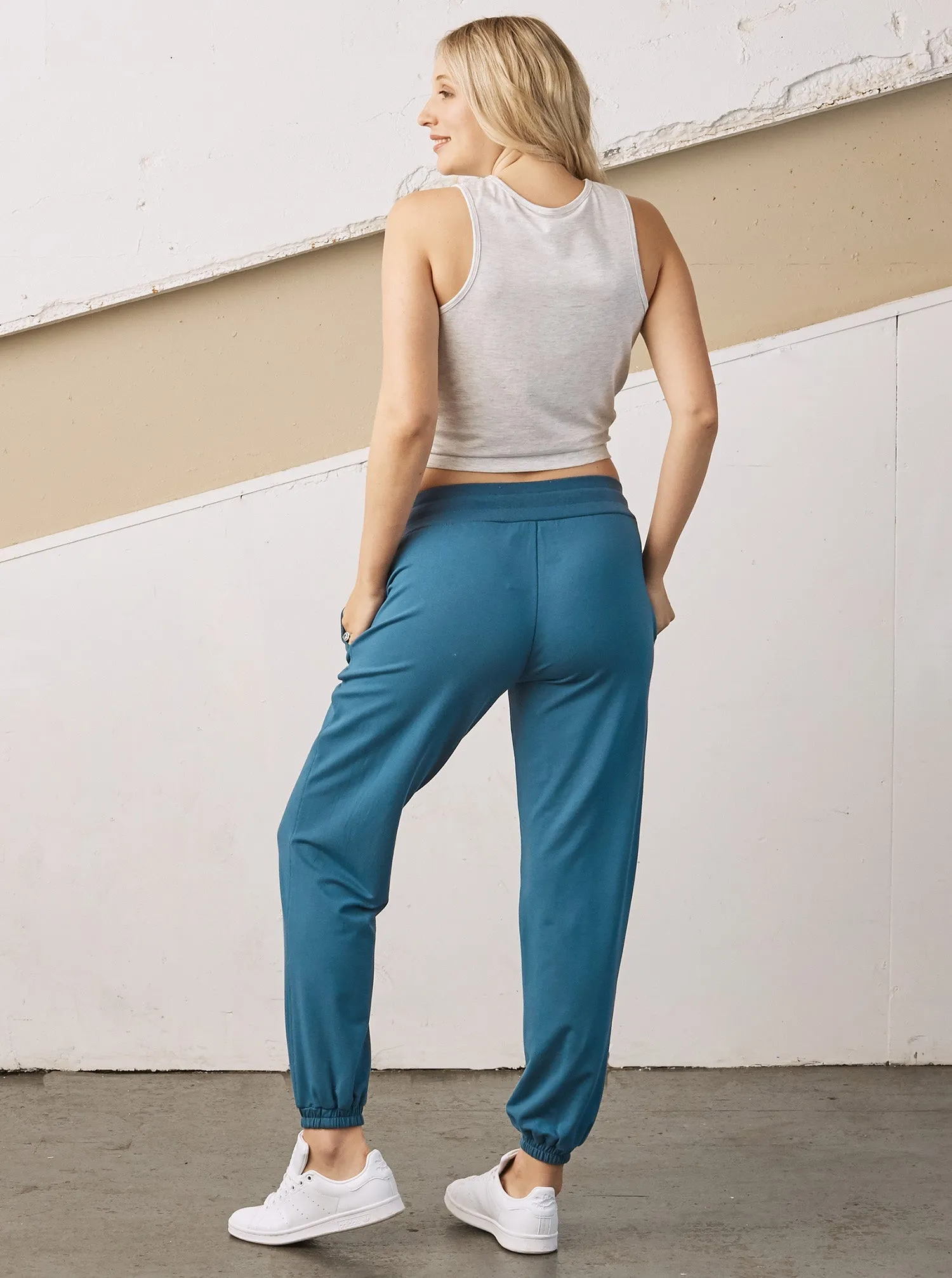 Low Waist Maternity Jogger/Lounge Pants- Teal Blue