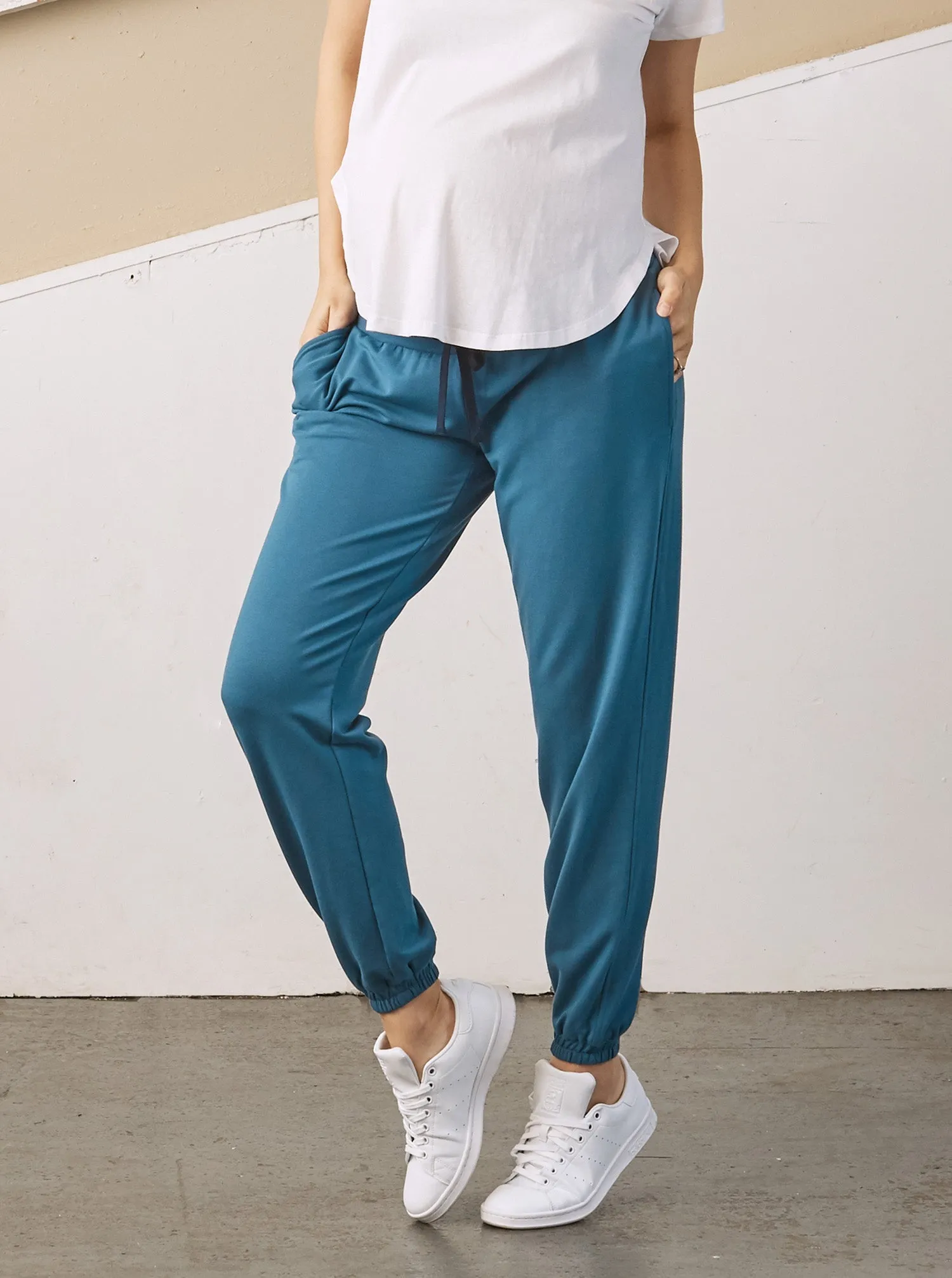 Low Waist Maternity Jogger/Lounge Pants- Teal Blue