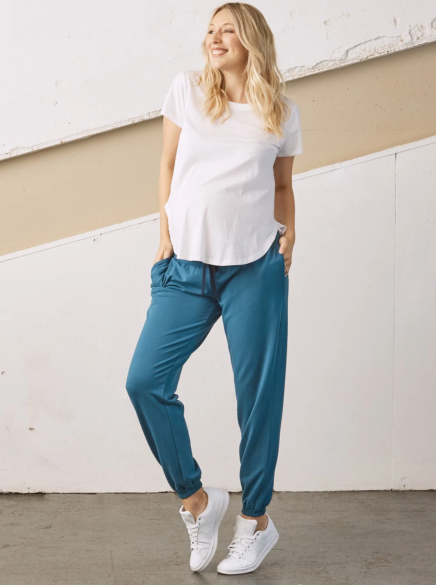 Low Waist Maternity Jogger/Lounge Pants- Teal Blue