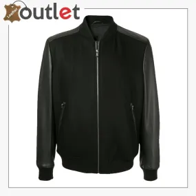 Men Black College Bomber Jacket