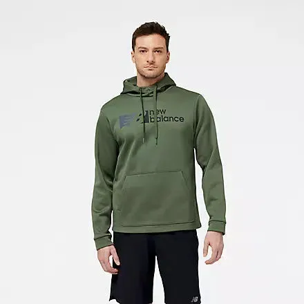 New Balance Men's Tenacity Performance Fleece Pullover Hoodie -  Deep Olive Green