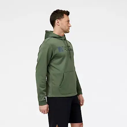 New Balance Men's Tenacity Performance Fleece Pullover Hoodie -  Deep Olive Green