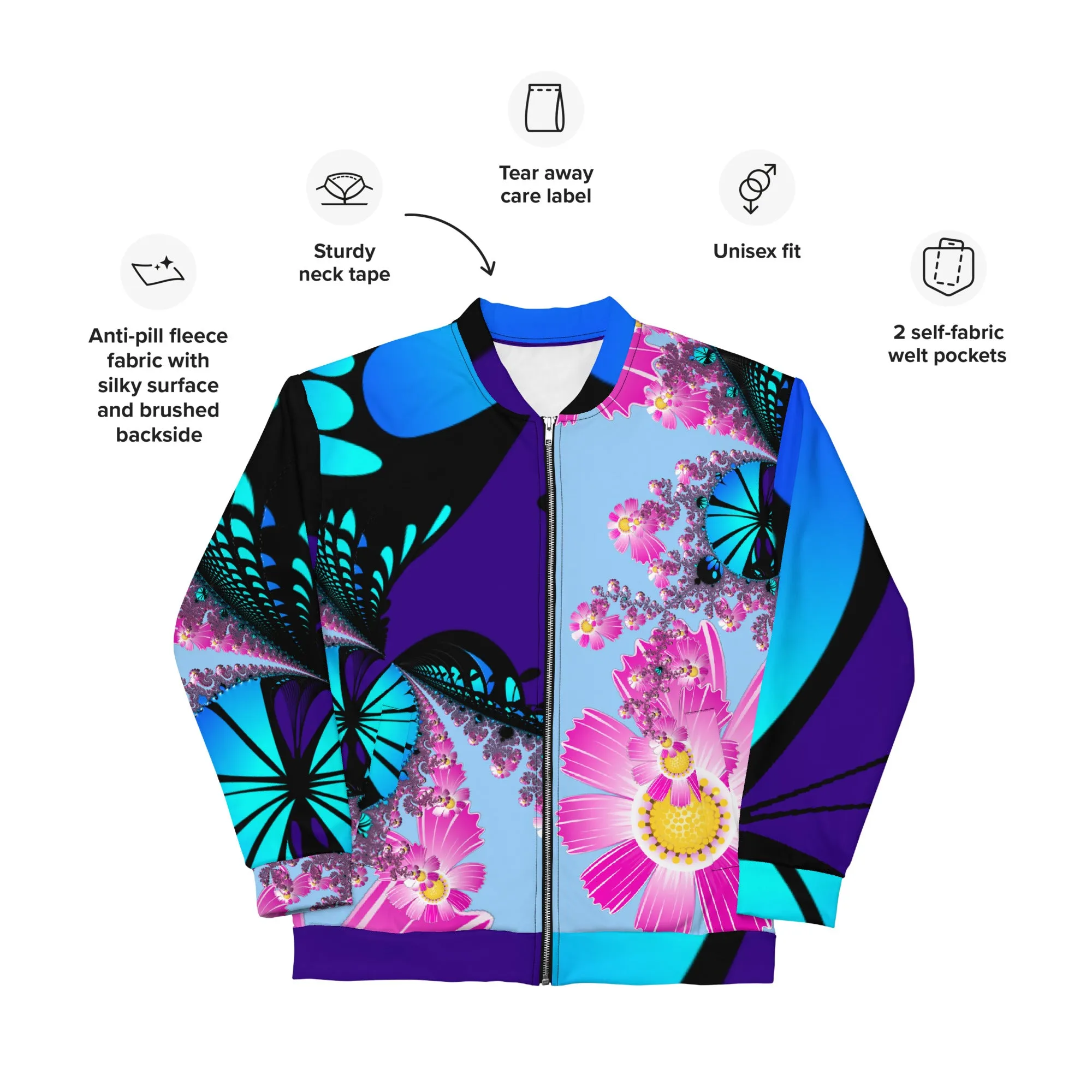 "Mystical Butterfly Bliss" Collection - Unisex Designer Bomber Jacket