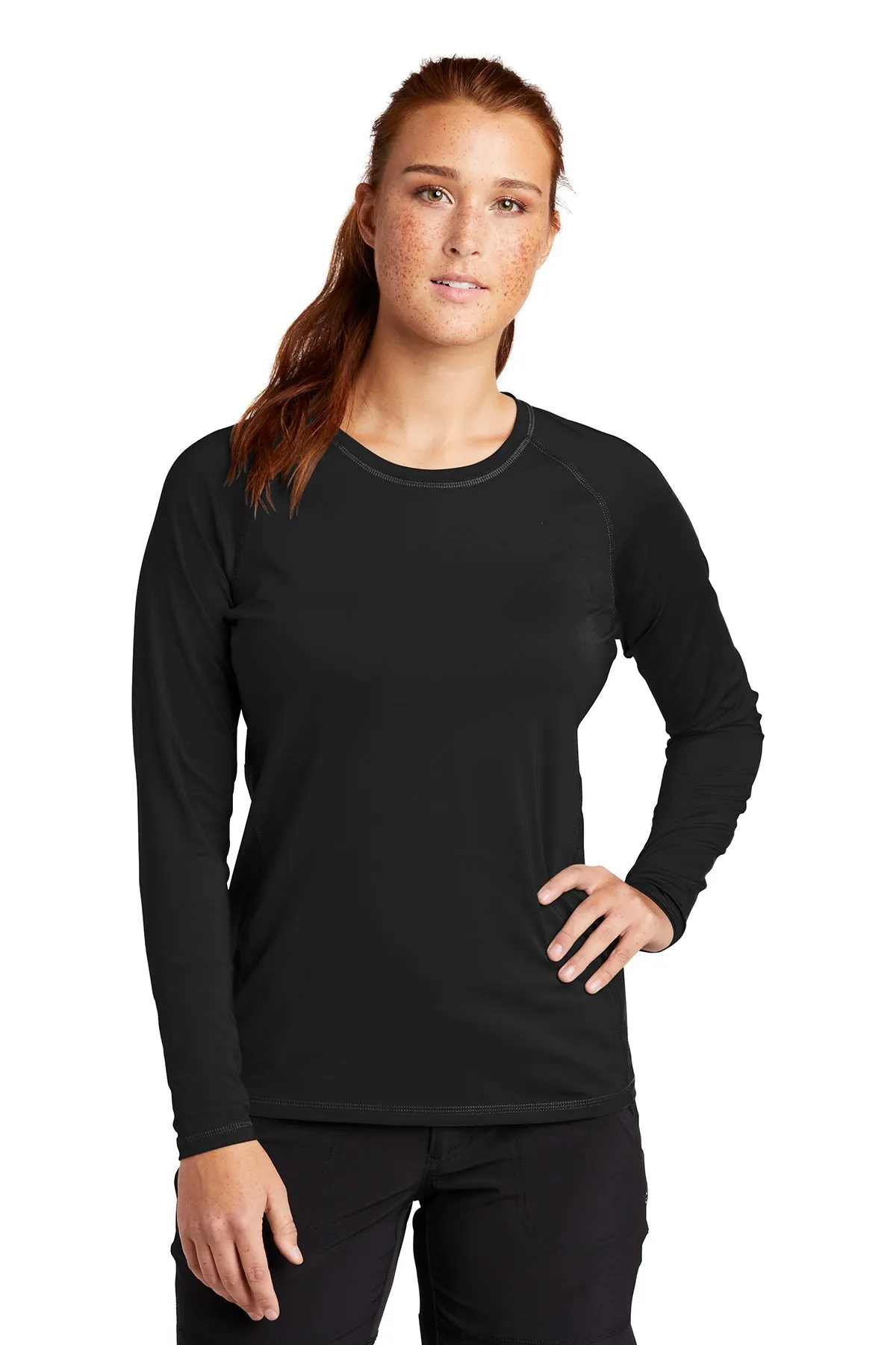 Sport-Tek Ladies Long Sleeve Rashguard Customized Tee's, Black