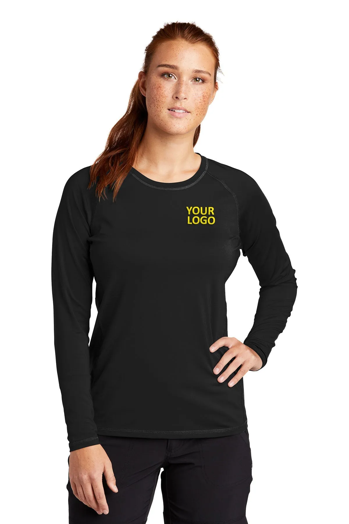 Sport-Tek Ladies Long Sleeve Rashguard Customized Tee's, Black