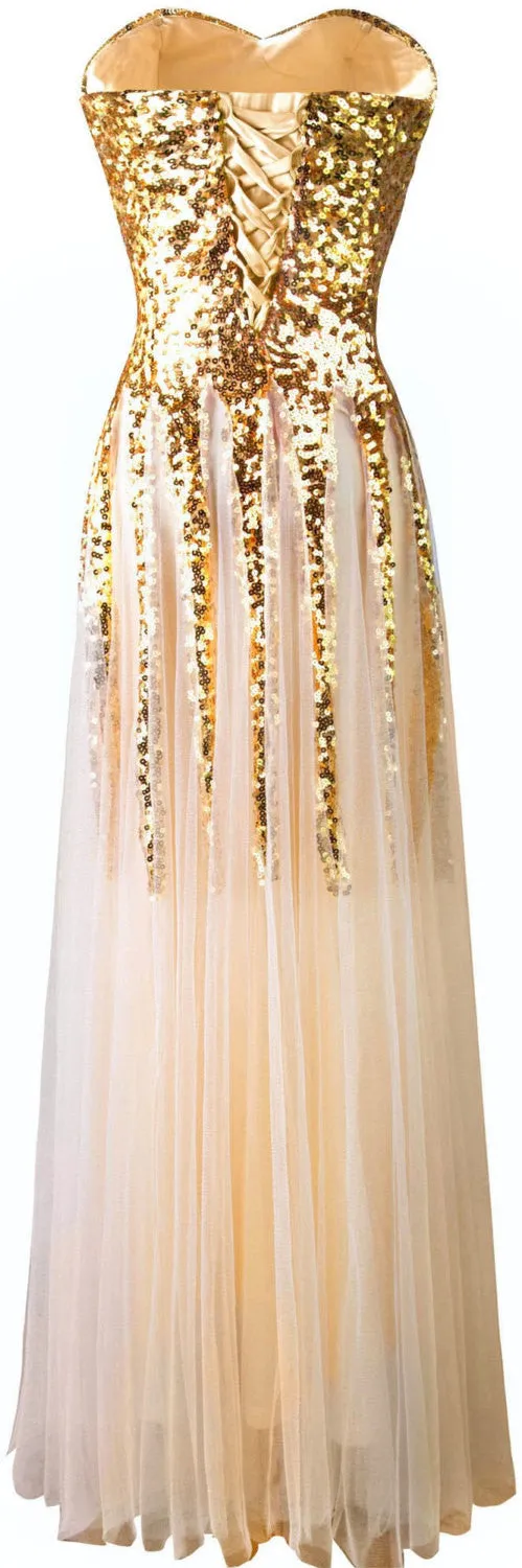 Sweetheart Golden  Lace up Bridesmaid Dress at Bling Brides Bouquet online Bridal Store