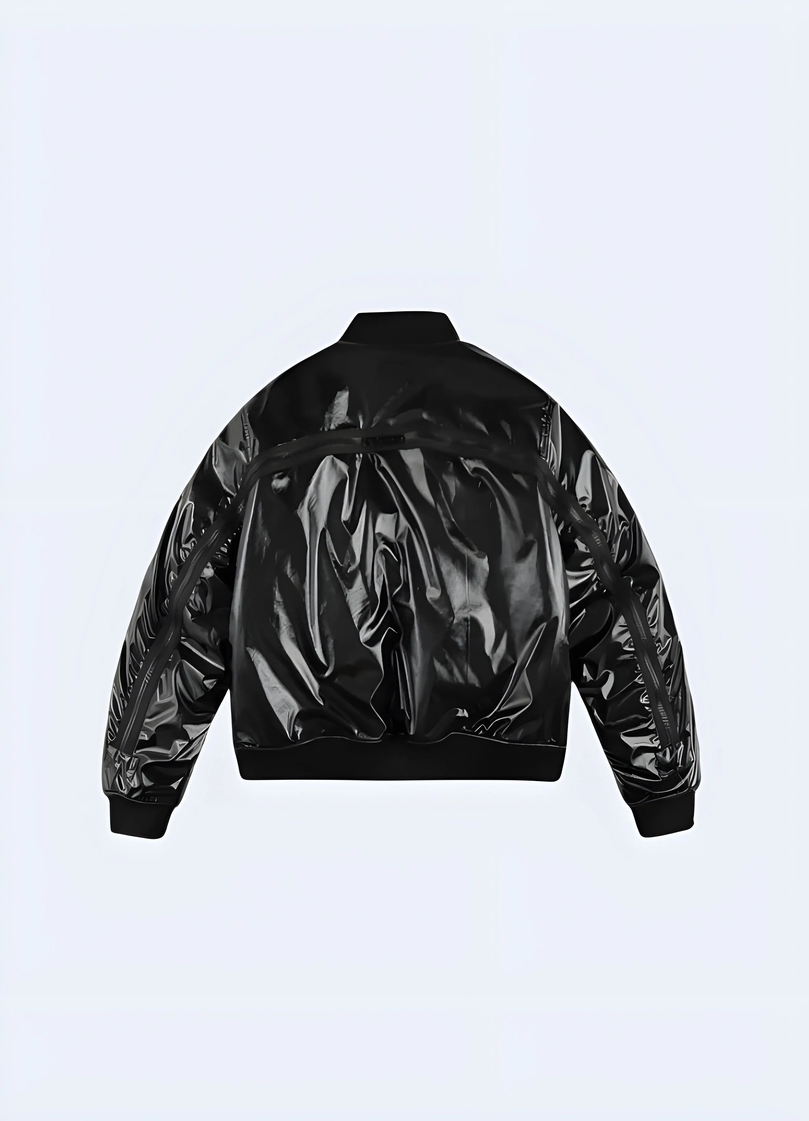 Tactical Shiny Leather Bomber Black