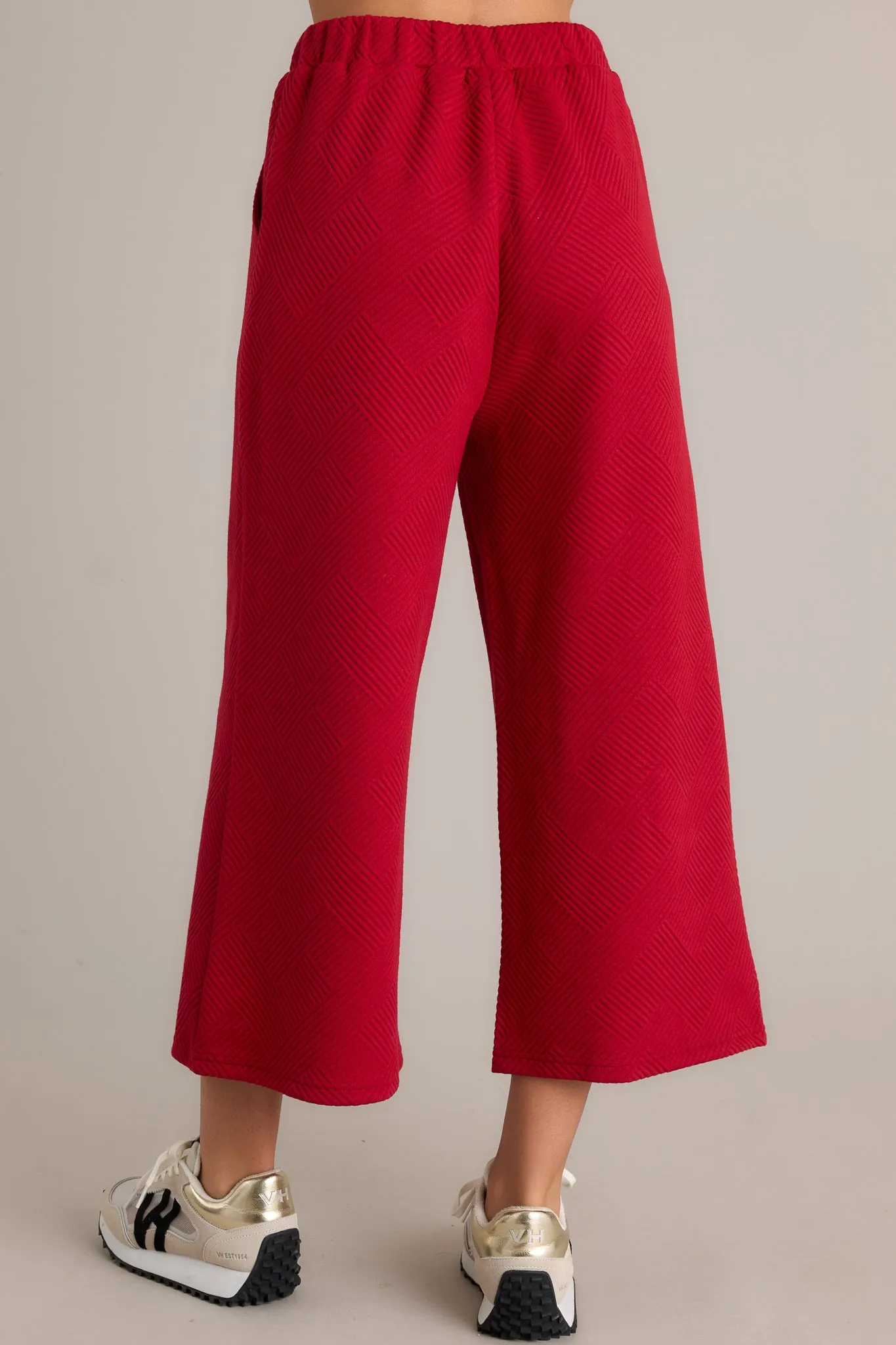 Tell Me Scarlet Red Cropped Textured Pants