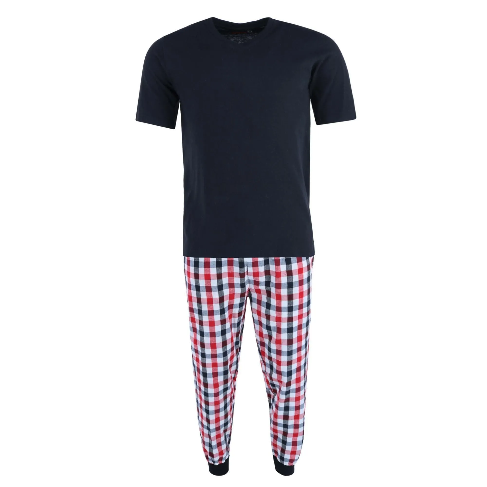 Ten West Apparel Men's V-Neck Top With Plaid Jogger Lounge Set