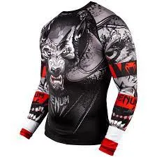 VENUM-03153-109 WEREWOLF MMA Muay Thai Boxing Rashguard Compression T-shirt - LONG SLEEVES XS-XXL Black Grey