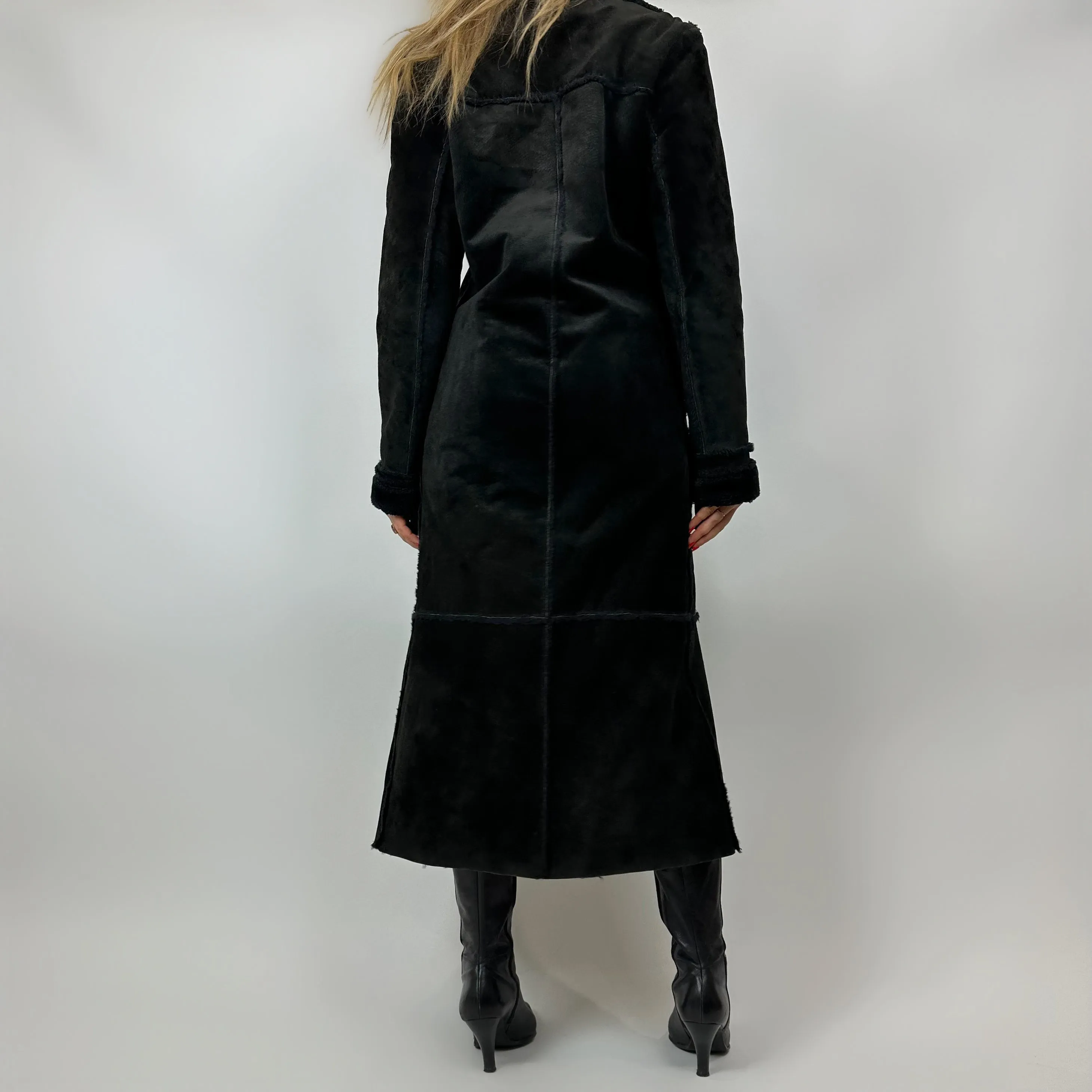 Vintage 90s Noir Suede & Faux Fur Long Coat (S/M)