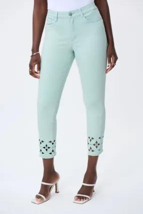 Women's Joseph Ribkoff | Mint Crop Denim Jean | Mint Green