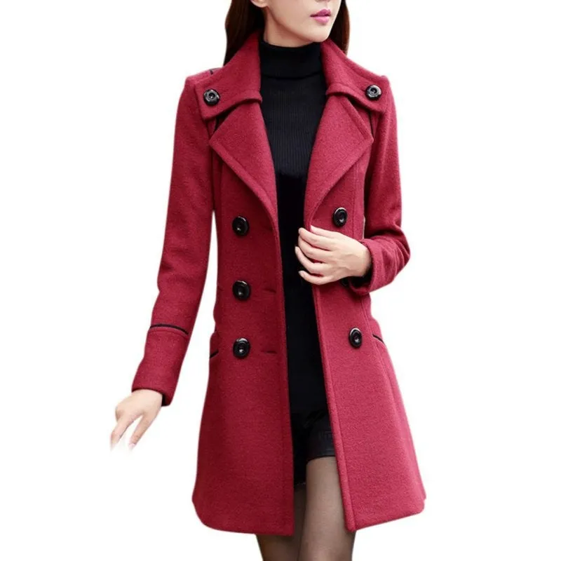 Women's Winter Double Breasted Woolen Coat